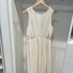 Topshop Cream Pleated Midi Sundress